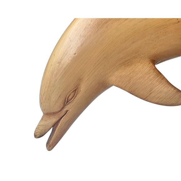 Handmade Ceramic Dolphin Figurine 4.5” T x 6” long Blonde Vintage - Picture 2 of 16